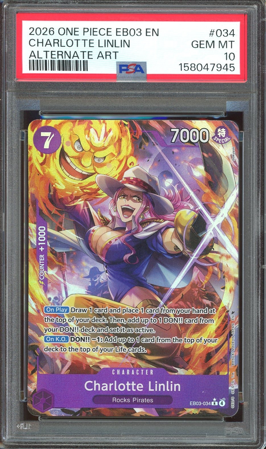 2026 One Piece EB03 EN Heroine’s Edition #034 Charlotte Linlin Alt Art PSA 10