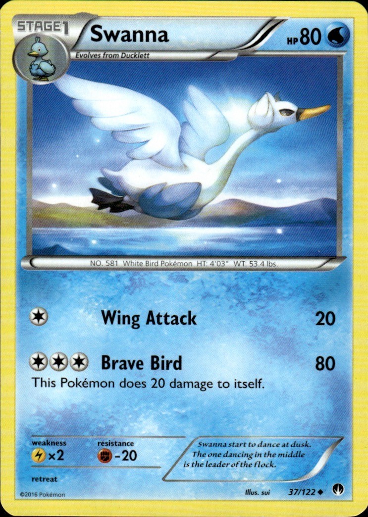 Swanna 37/122 Uncommon BREAKpoint Pokemon Moderately Played