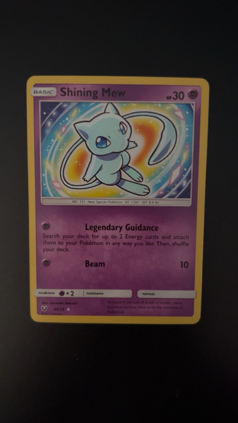 Pokemon Shining Mew 40/73 Shining Legends Holo Shiny Holo Rare English 2017