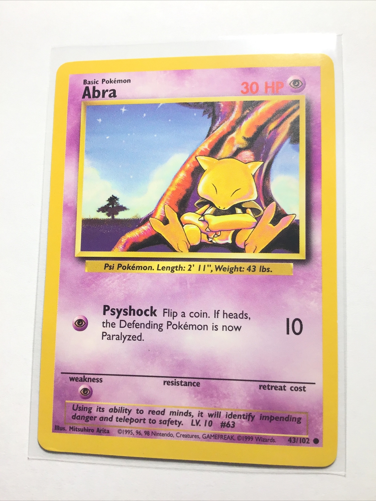 ABRA – Base Set – 43/102 – Common – Pokemon Card – Unlimited Edition – EXC