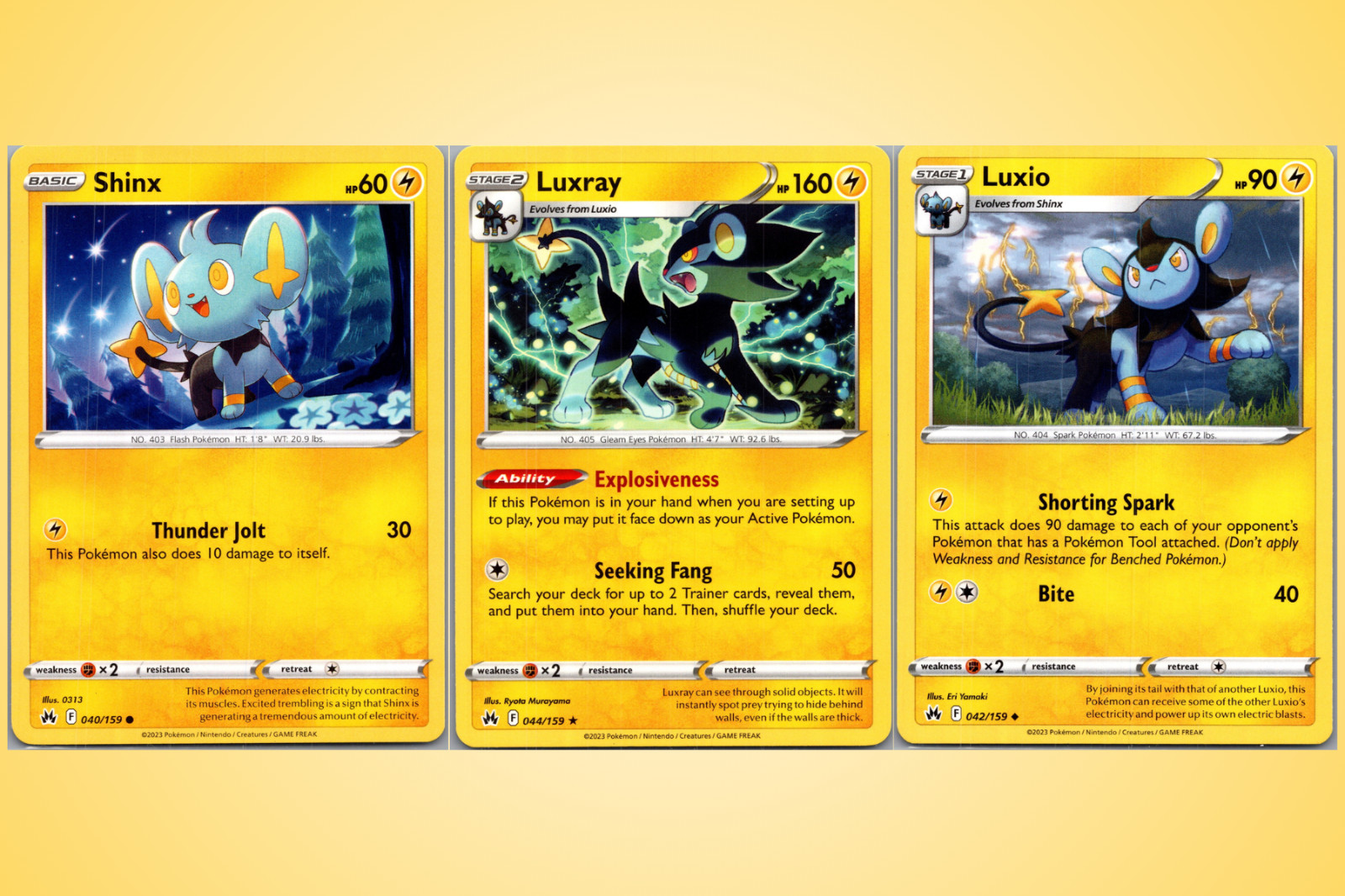 Shinx Luxio Luxray, Evolution Line, 3 Card Set, 2023 Crown Zenith Variant #2