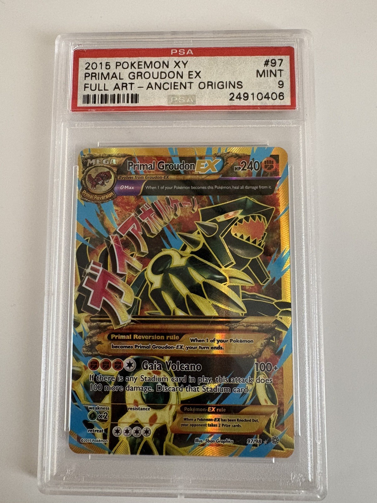 Primal Groudon EX 97/98 Ancient Origins Pokemon PSA 9