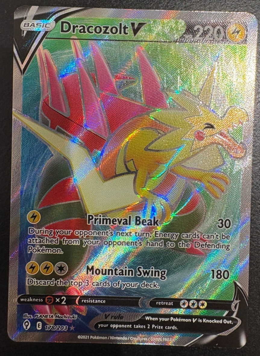 Pokémon TCG Dracozolt V 178/203 Evolving Skies Full Art Rare NM