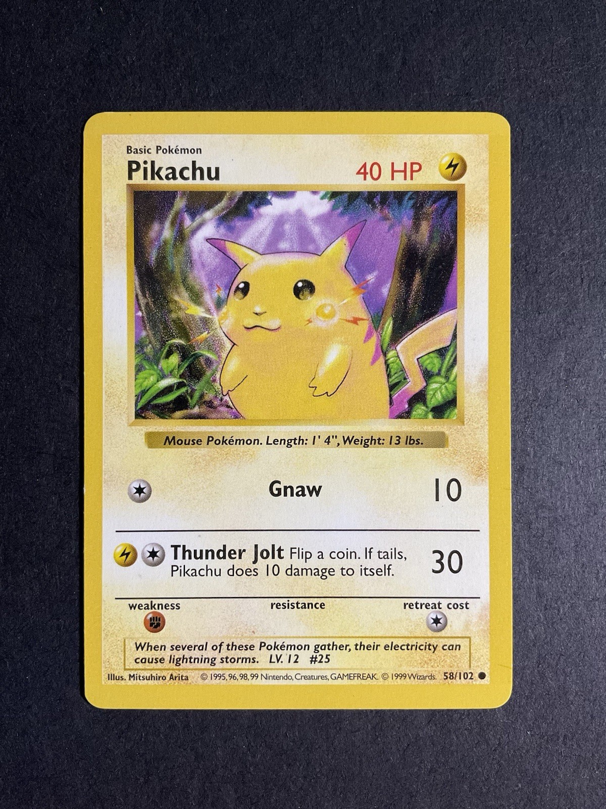 Pokémon TCG Base Set Pikachu (Yellow Cheeks) (Shadowless) 58/102 Regular English