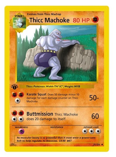 Fan Made Parody Gold Metal Sexy Thicc Butt Joke Cards Charzard Picachu Pokimon