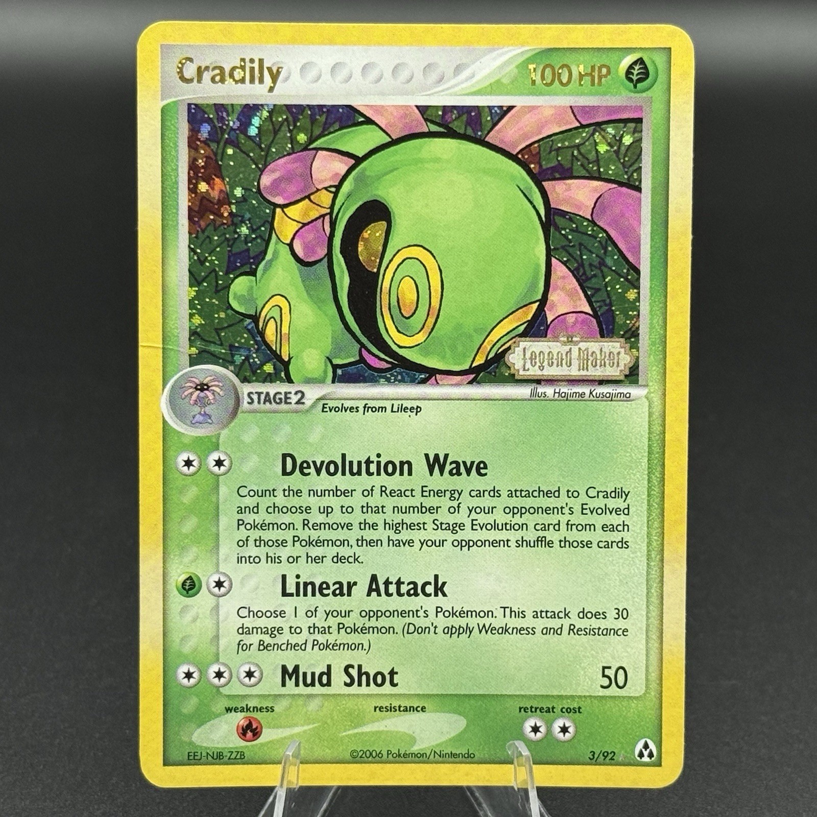 Pokémon Cradily 3/92 Legend Maker 2006 Reverse Holo Rare Stamped- Crease