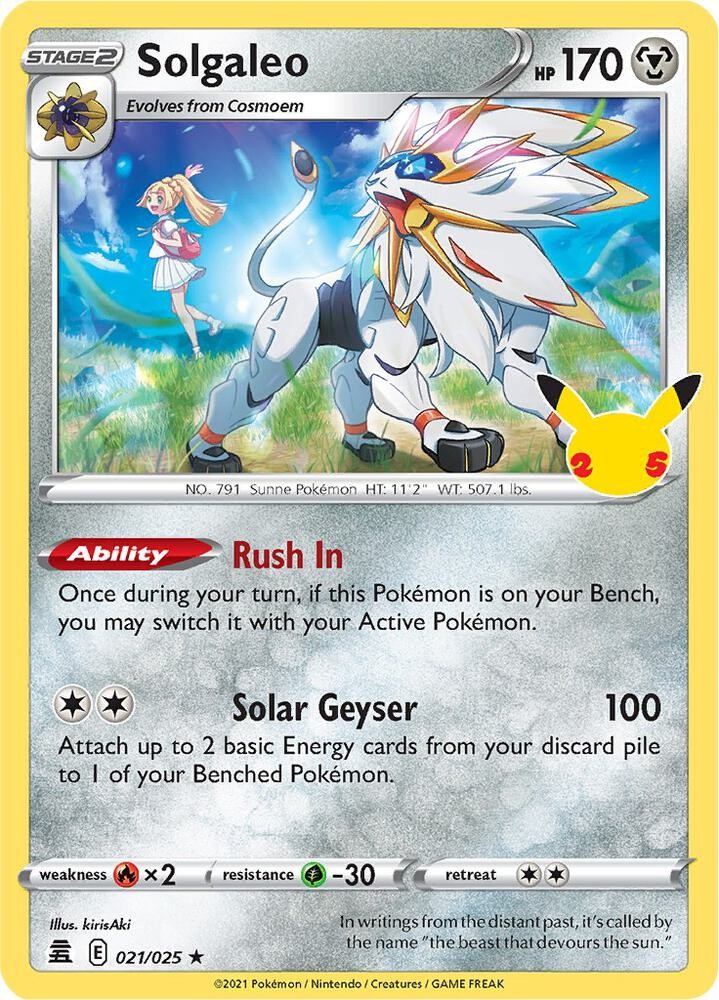 Solgaleo Holo Holo Rare Celebrations 021/025 NM