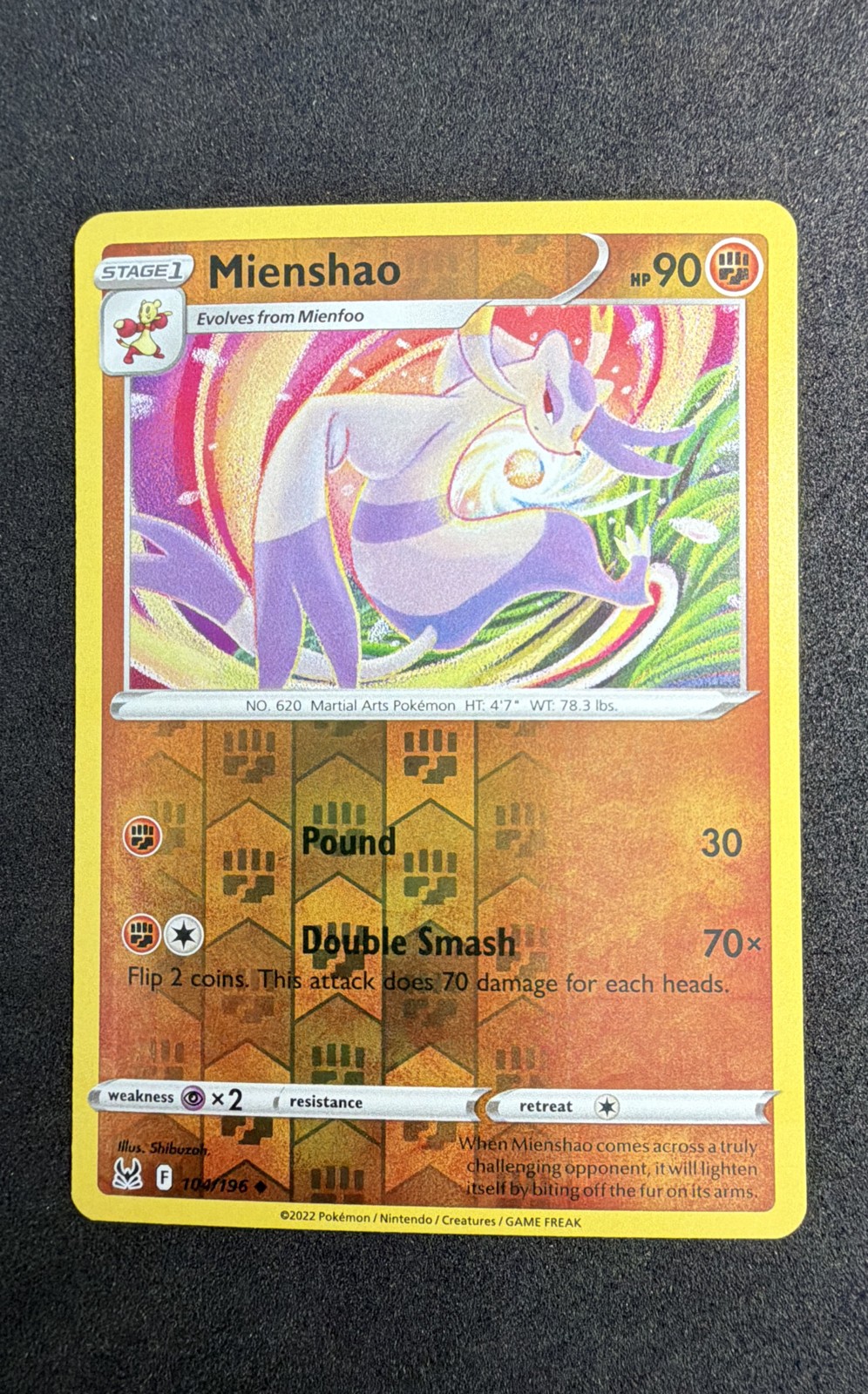 Mienshao 104/196 Swsh11: Lost Origin Reverse Holo