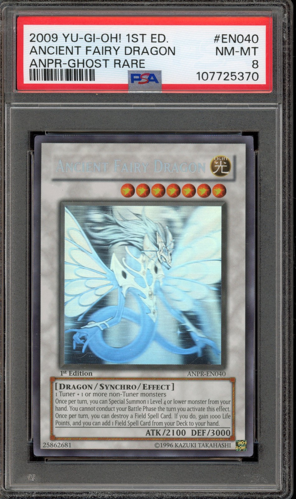 Yu-Gi-Oh! Ancient Fairy Dragon 1st Edition Ghost Rare ANPR-EN040 PSA 8