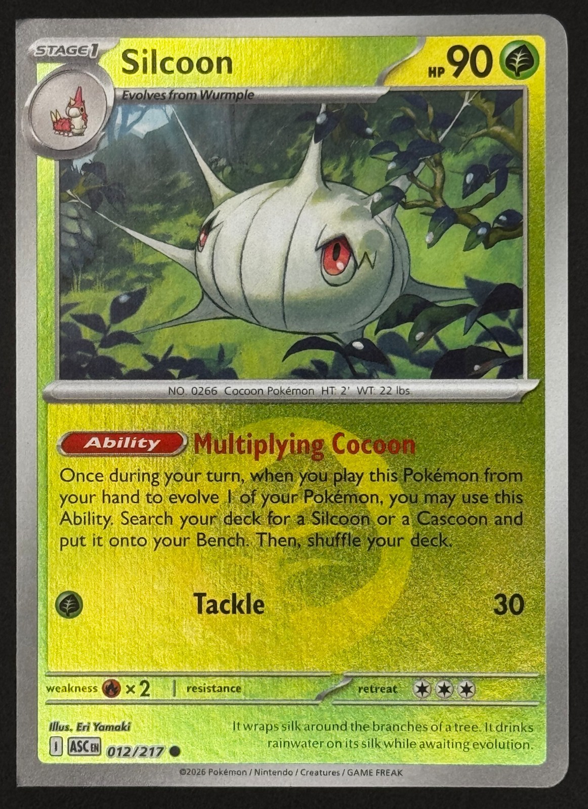 Pokemon TCG: Silcoon – Reverse Holo Energy #012/217 – [LP] HALF SQUARE CUT ERROR