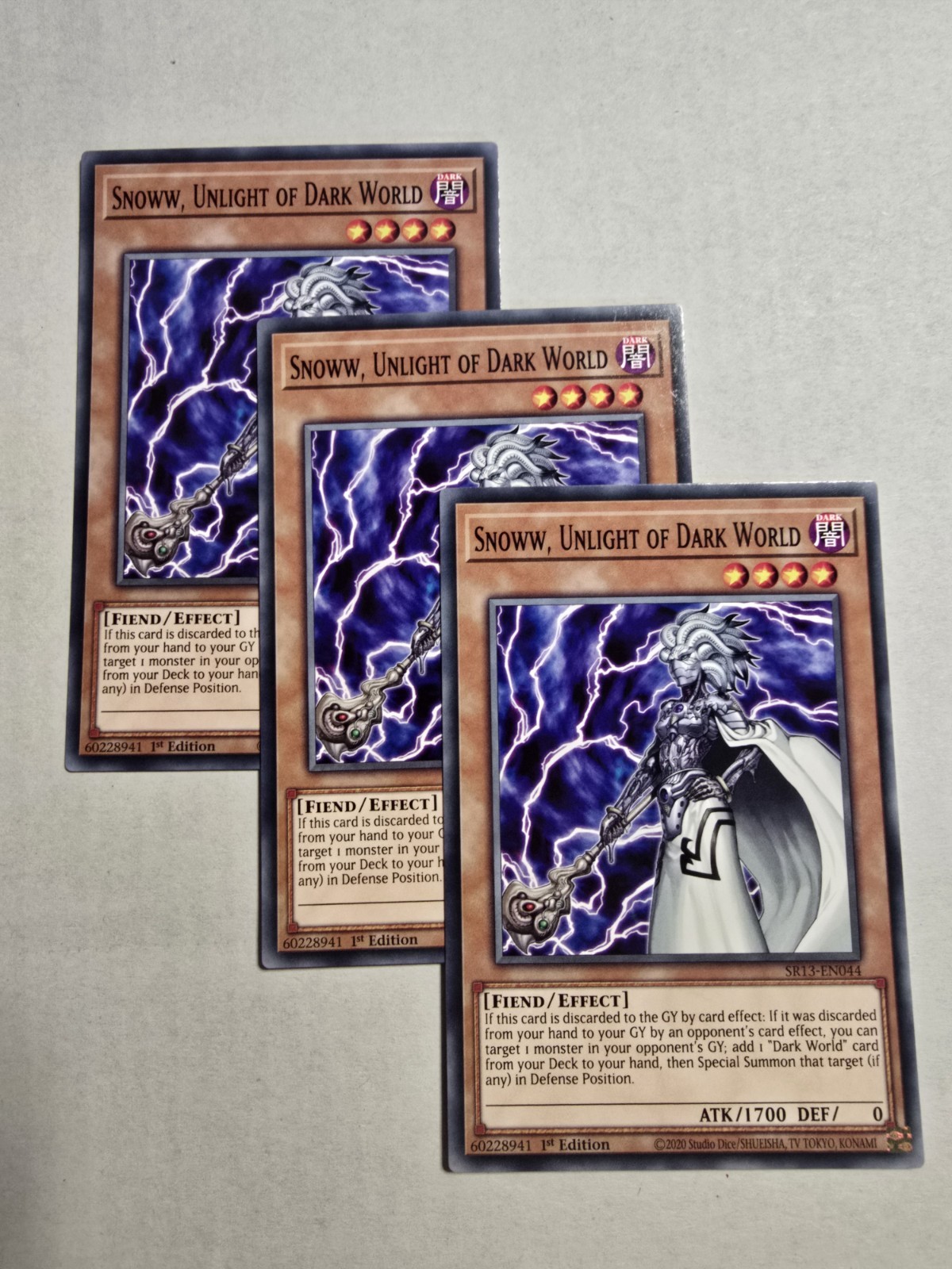 x3 Snoww, Unlight Of Dark World Common 3x SR13-EN044 (Near Mint 1st Edition)