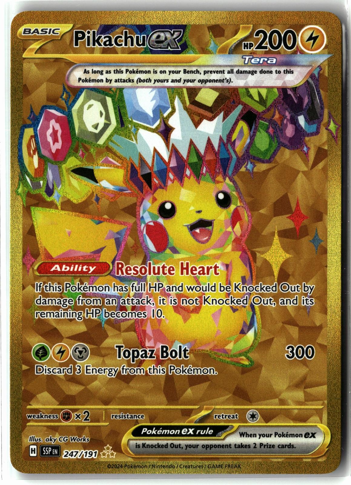 2024 Pikachu ex ⭐️ 247/191 Holo Hyper Rare Surging Sparks Pokemon NM