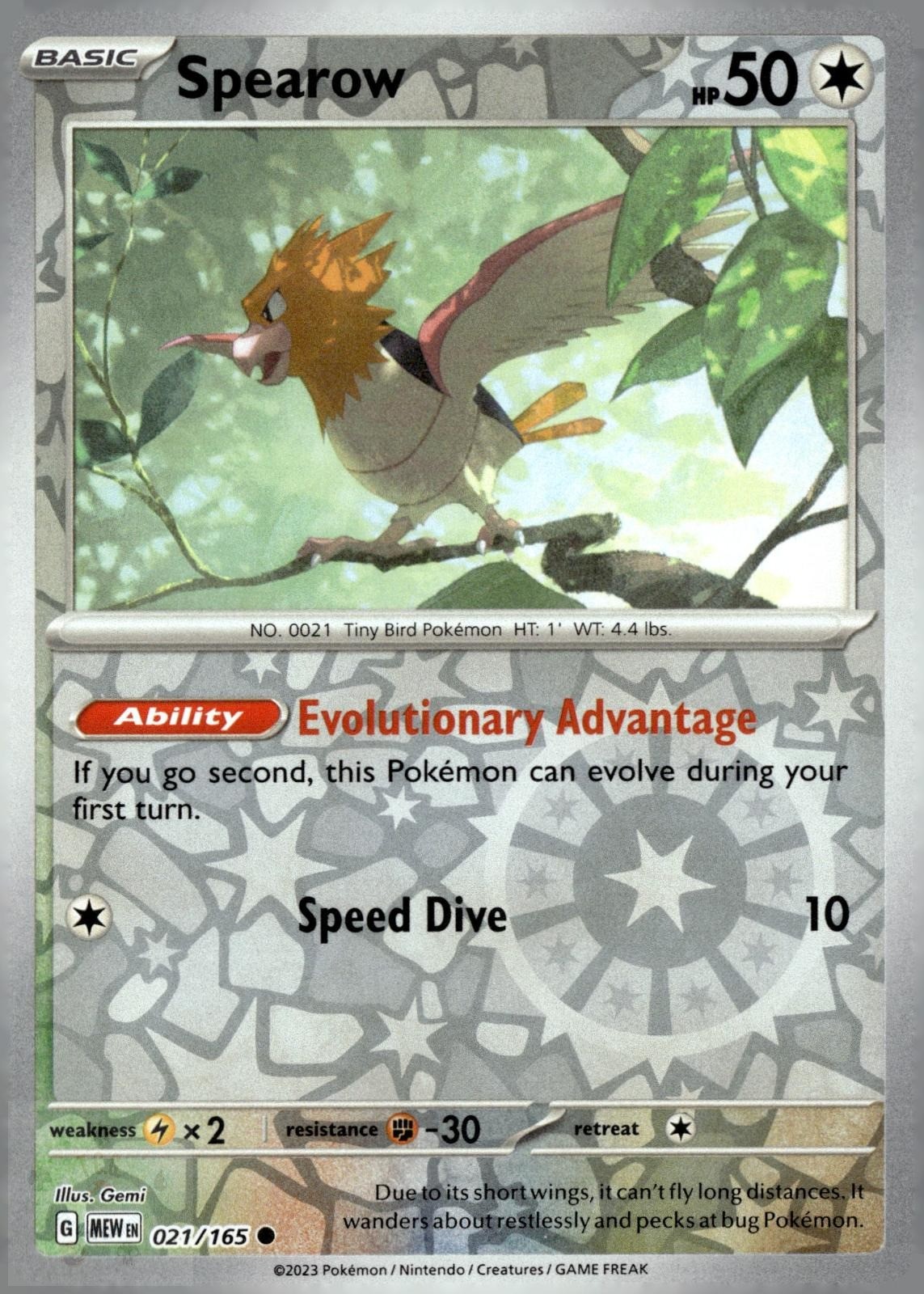 Spearow 021/165 Common 151 Pokemon Reverse Holo NM/M