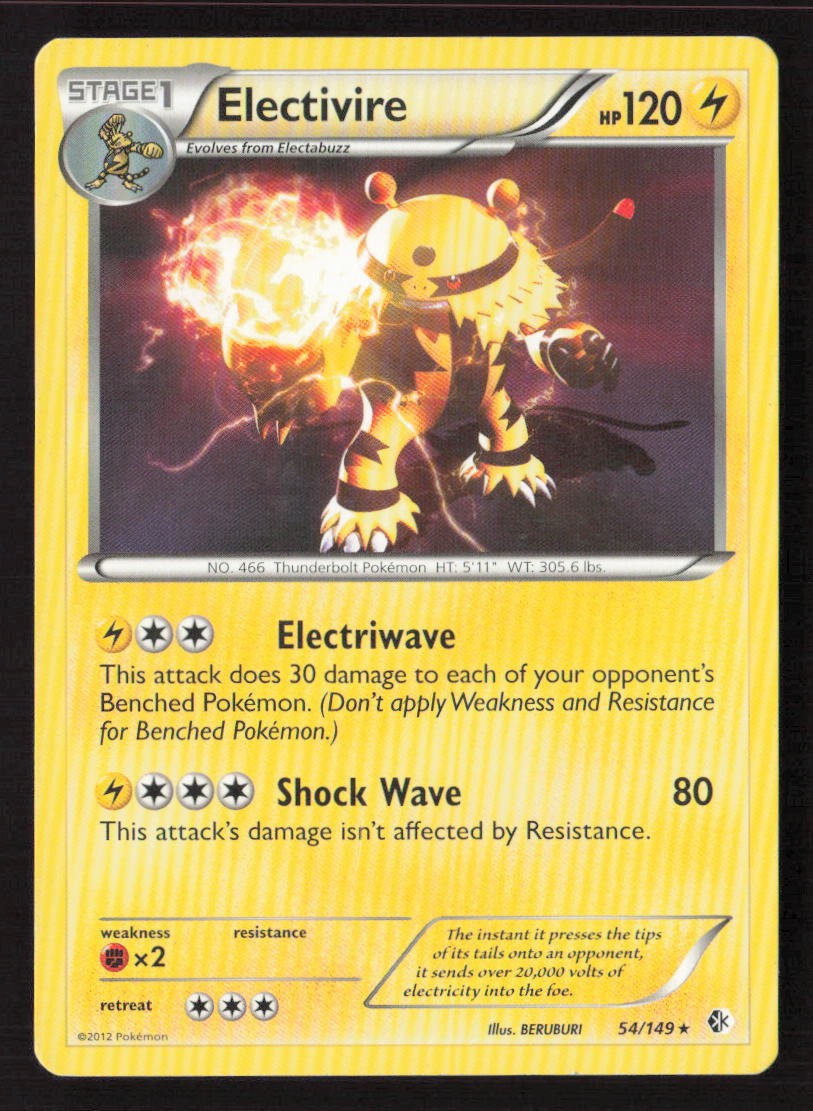 Electivire 54/149 Holo Rare Boundaries Crossed Pokemon Lightly Played