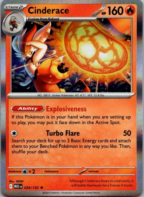 Cinderace ME01: Mega Evolution 028/132 NM Holo
