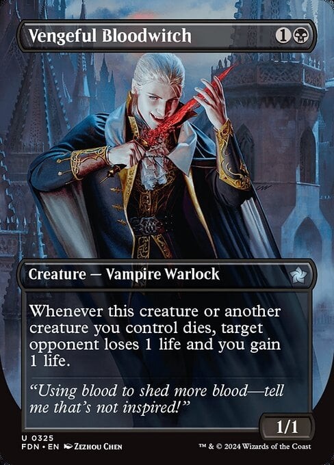 Vengeful Bloodwitch – BORDERLESS – Foundations – MTG