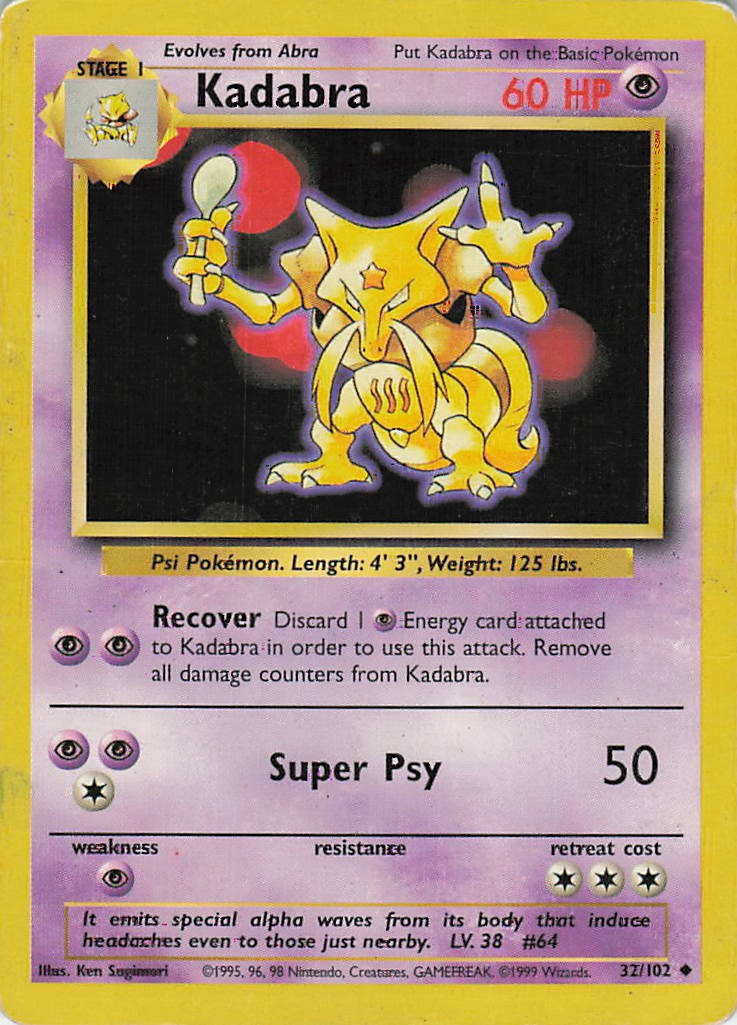 Kadabra Uncommon Base Set 032/102 LP