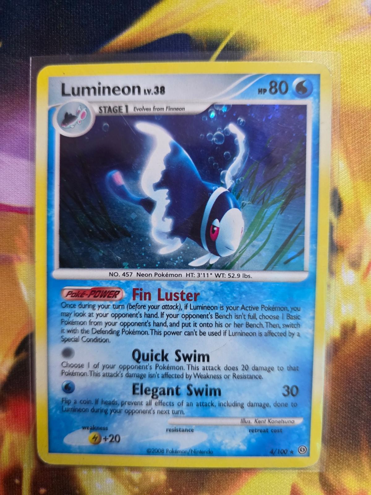 LUMINEON 4/100 Rare Stormfront Pokemon Reverse Holo Moderately Played