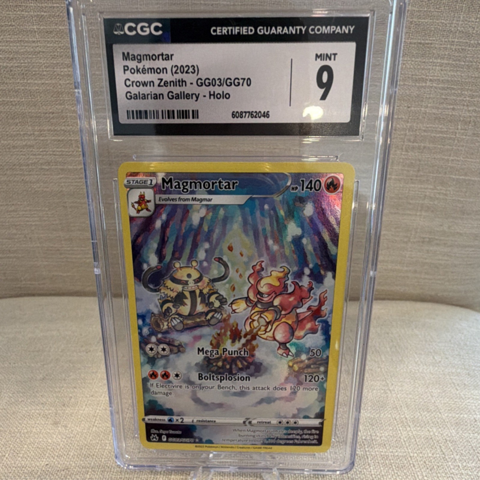 Pokémon Magmortar Card Crown Zenith Galarian Gallery GG03/GG70 Holo CGC 9 (2023)