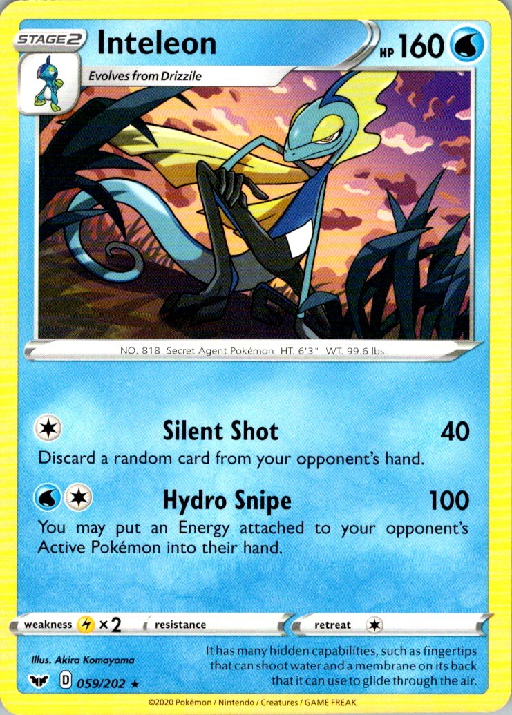 Inteleon (059) Rare SWSH01: Sword & Shield Base Set 059/202 NM Akira Komayama