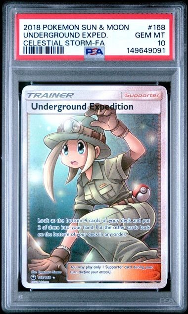 PSA 10 UNDERGROUND EXPEDITION 168 CELESTIAL STORM SUN & MOON TRAINER POKEMON