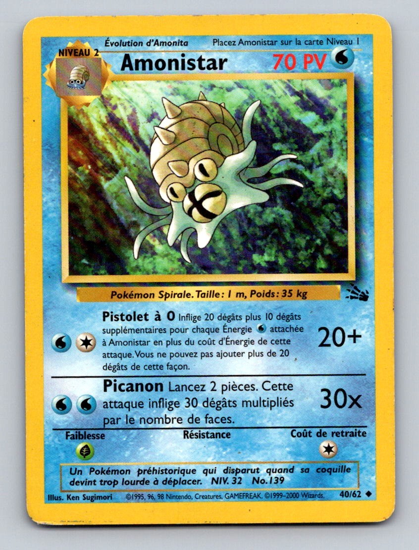 Omastar 40/62 Uncommon Fossil Pokemon 1st Edition Damaged