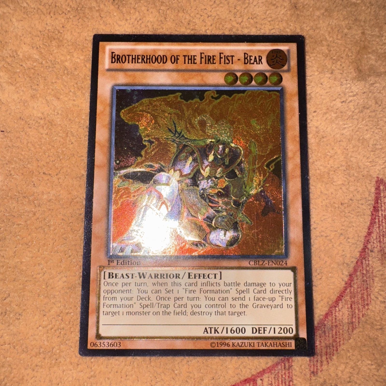 🔥 YUGIOH Brotherhood of the Fire Fist – Bear CBLZ-EN024 ULTIMATE RARE NM 1ST ED