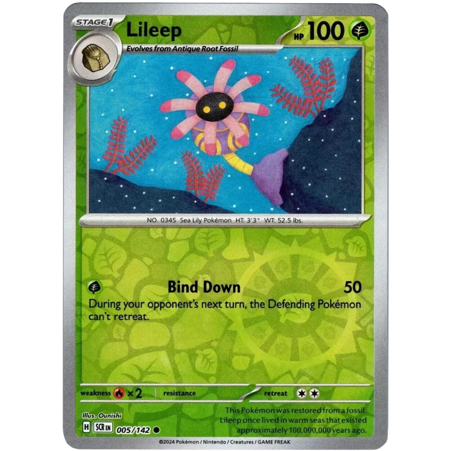 Pokemon – Stellar Crown – 005/142 – Lileep – Reverse Holo – NM/M