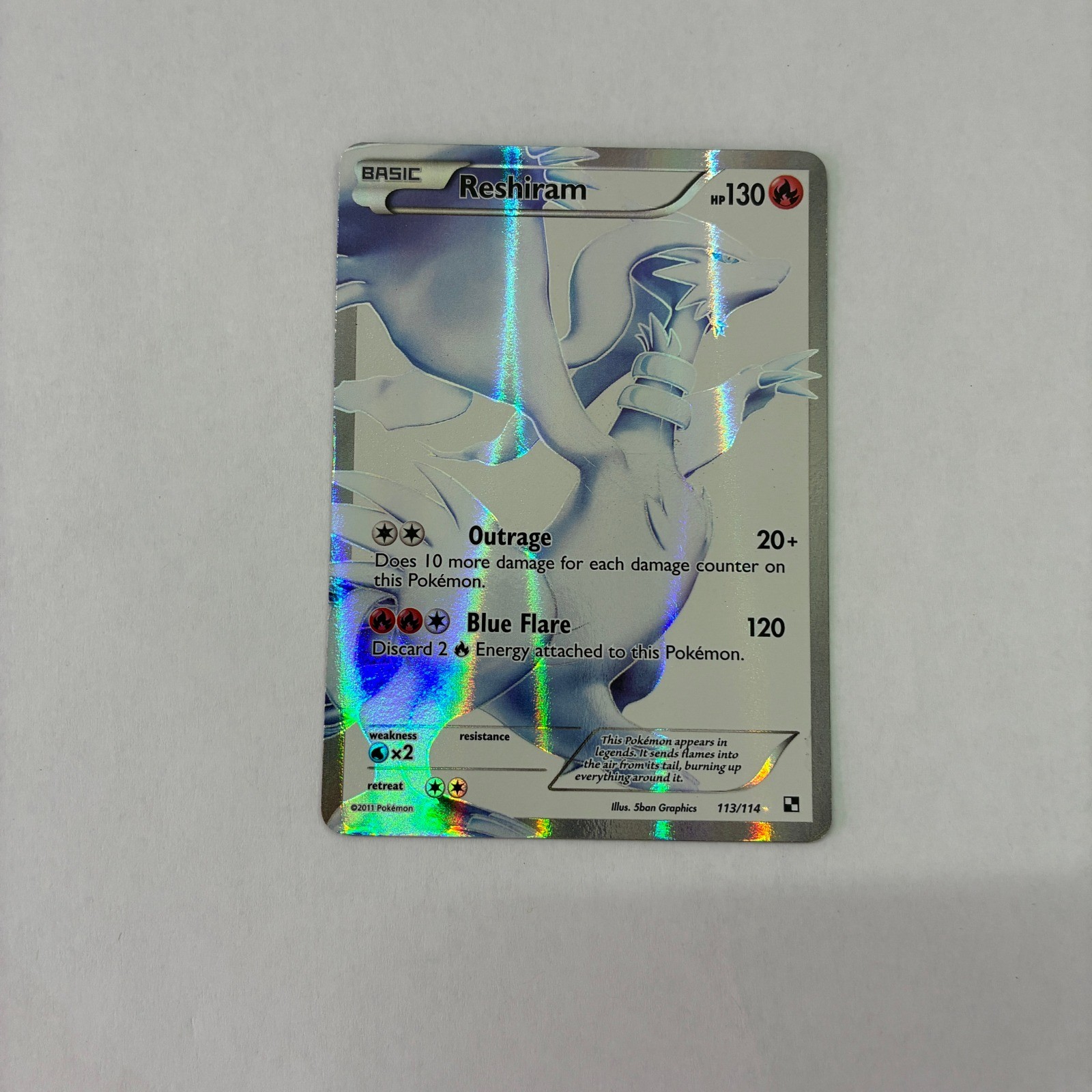 Reshiram (113 Full Art) Ultra Rare Black and White 113/114 LP