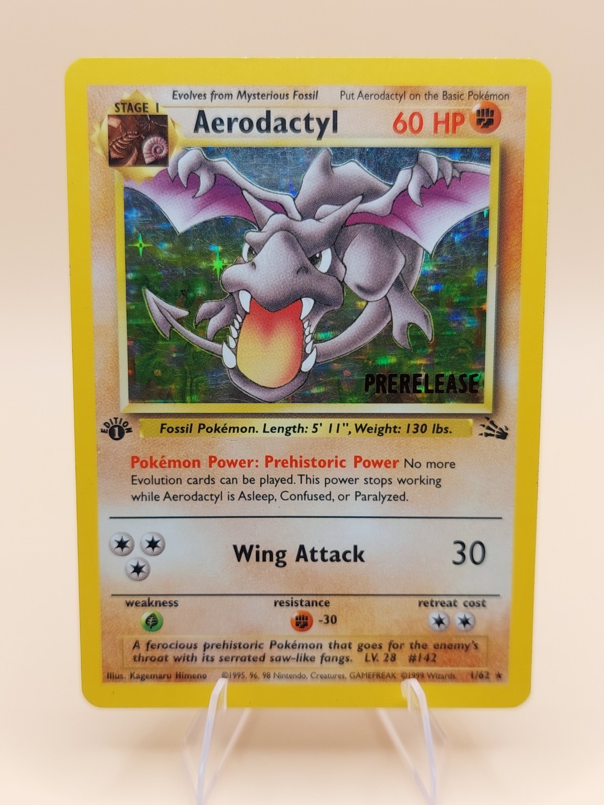 Aerodactyl (Prerelease) 1st Edition Fossil Holo Rare 1/62 Pokemon – WOTC 1999