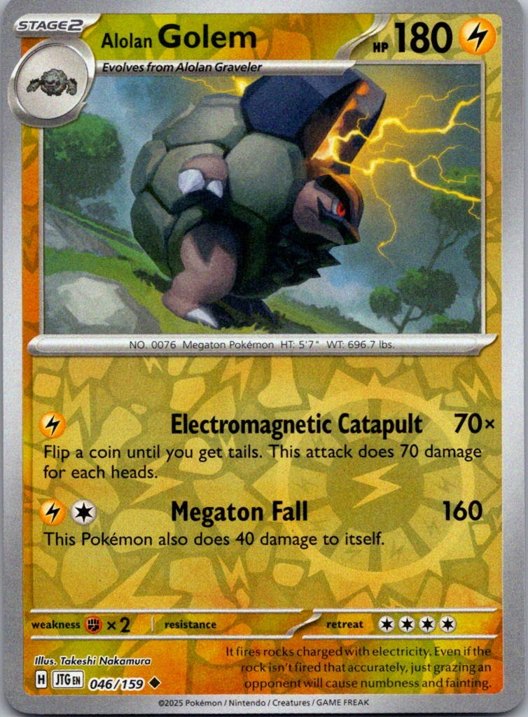 Alolan Golem 046/159 Uncommon Journey Together Pokemon Reverse Holo Near Mint