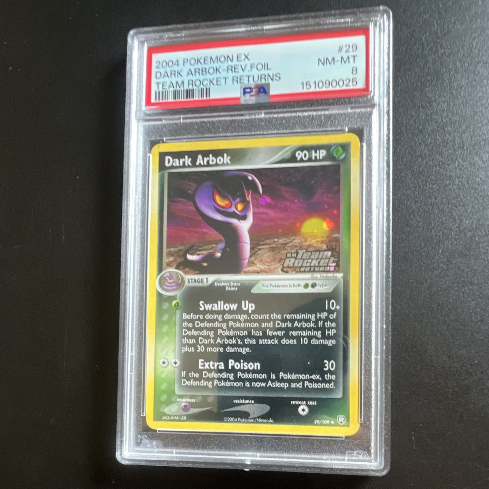 Pokémon Dark Arbok Team Rocket Returns #29/109 Reverse Holo PSA 8 2004 English