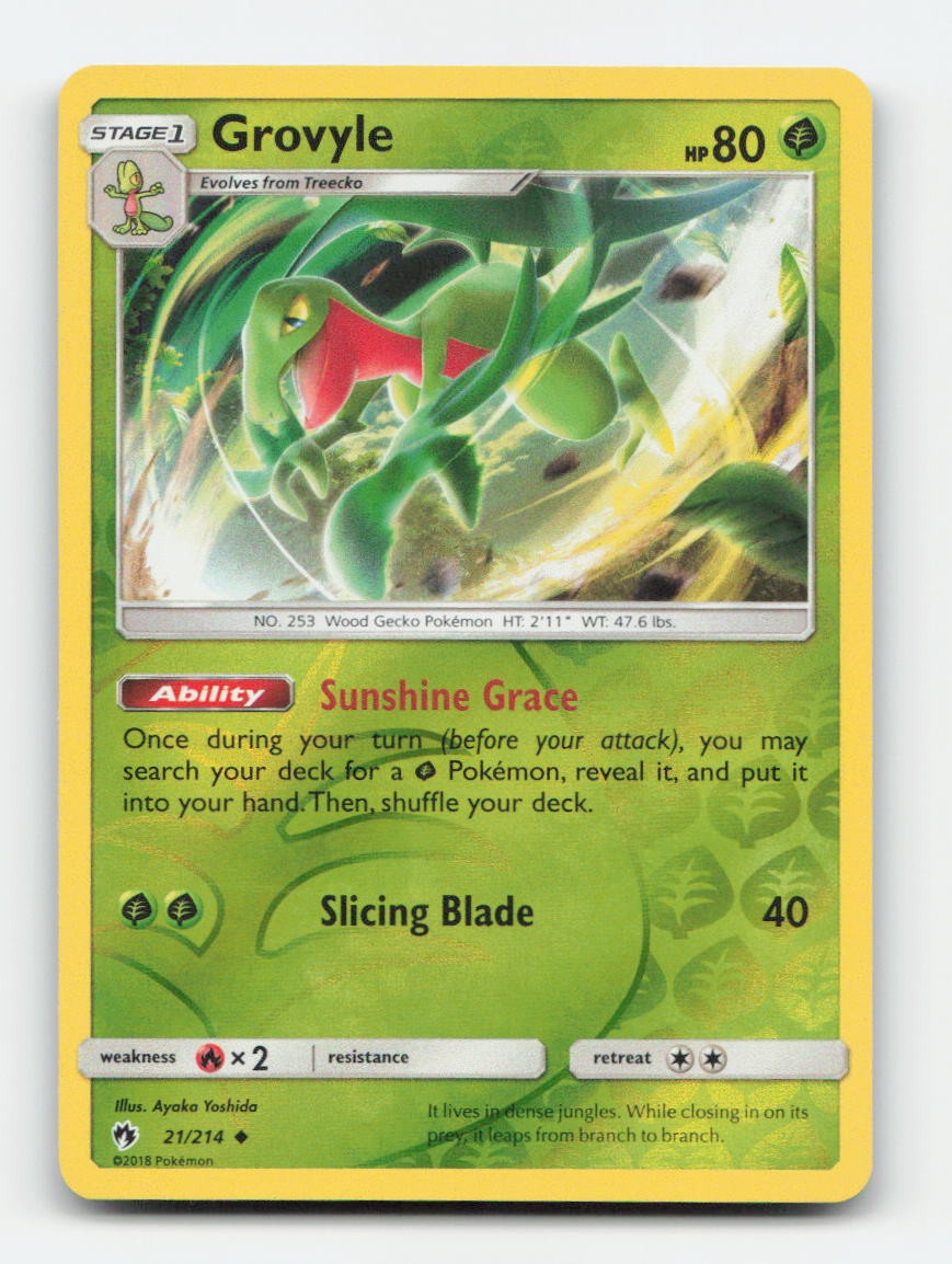 Grovyle 21/214 – UC Lost Thunder Pokemon Reverse Holo NM