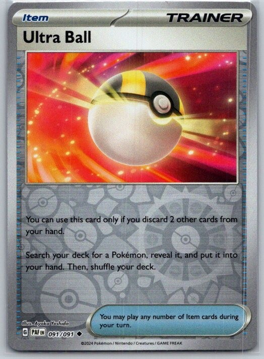 Ultra Ball 091/091 Uncommon Paldean Fates Pokemon Reverse Holo Near Mint