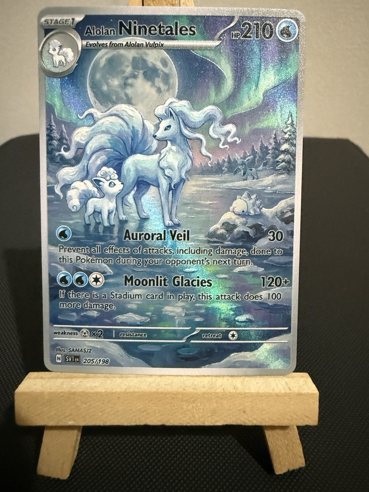 Alolan Ninetales Vulpix Snom Glaceon Ice Pokemon Card DISPLAY ART CARD