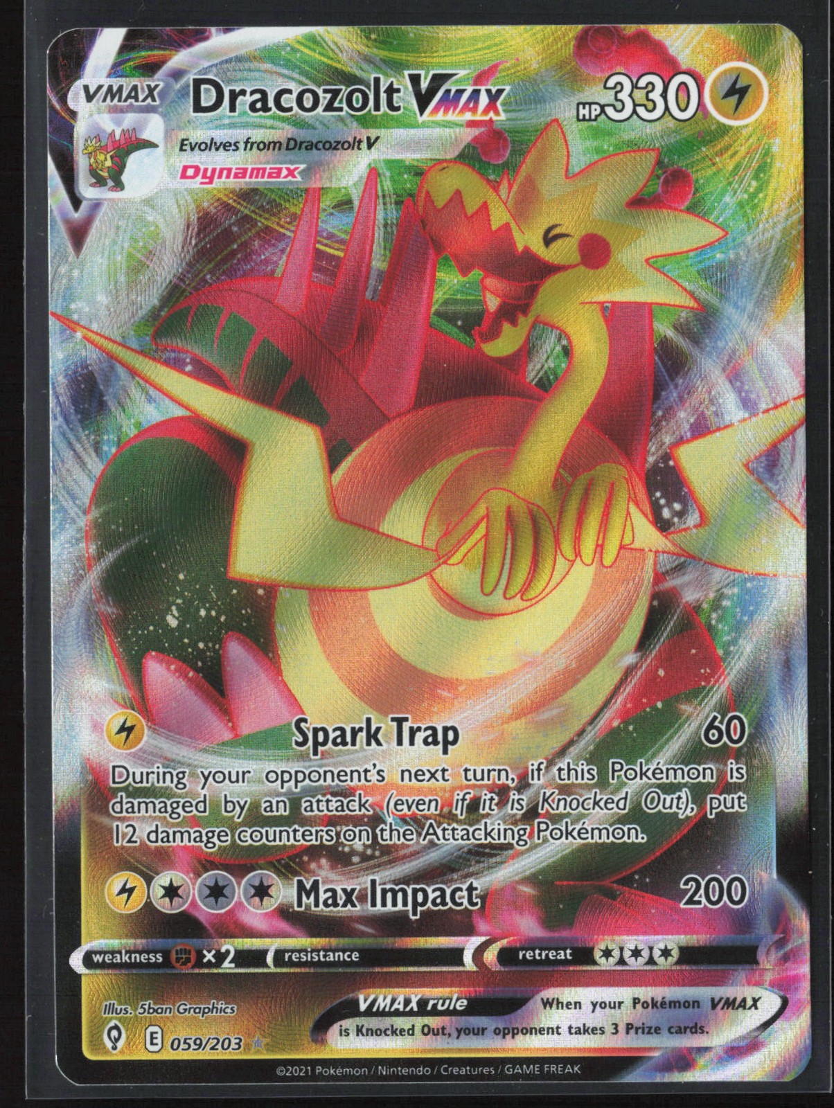 2021 Pokémon Dracozolt VMAX #059/203 – Raw Ungraded