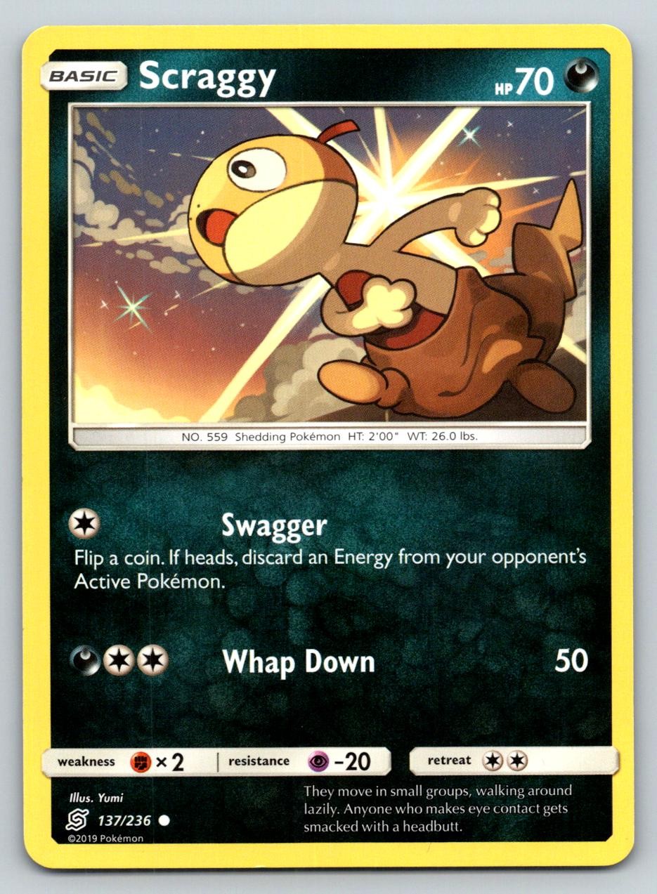 SCRAGGY 137/236 C UNIFIED MINDS POKEMON MP YUMI