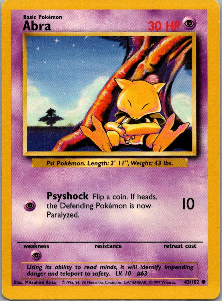 Pokemon TCG Abra 43/102 Base Set LP