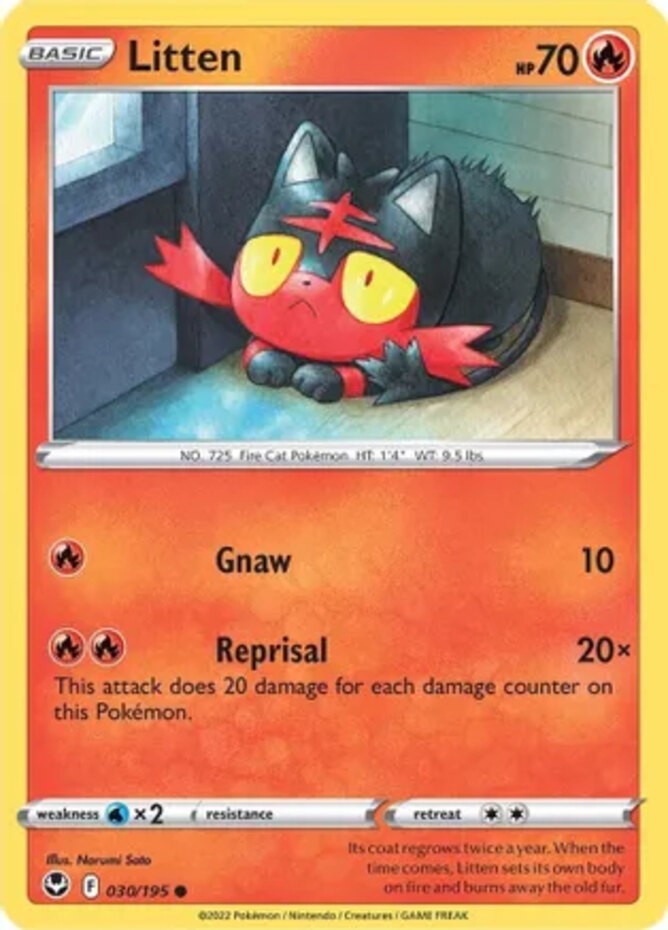 Litten – 030/195 – Common – Near Mint – Sword & Shield – Silver Tempest