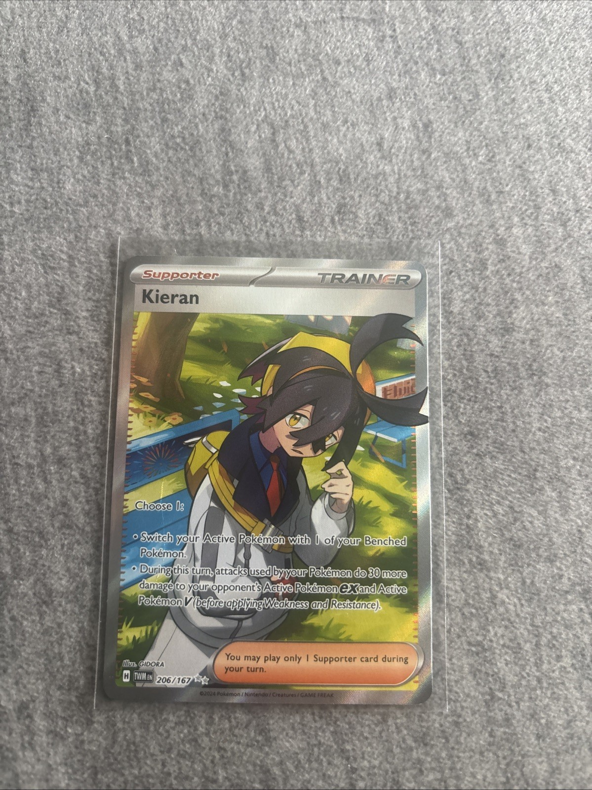 Pokémon Kieran TCG Full Art Trainer Card 206/167 Twilight Masquerade