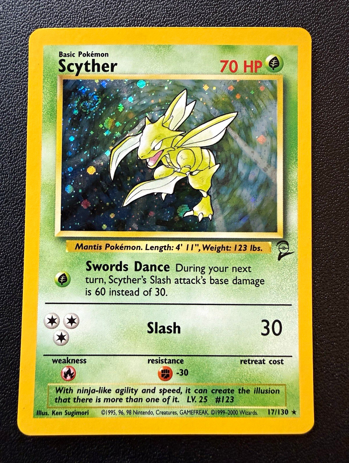 Pokemon TCG Scyther 017/130 Base Set 2 Unlimited Holo Rare 70 HP English
