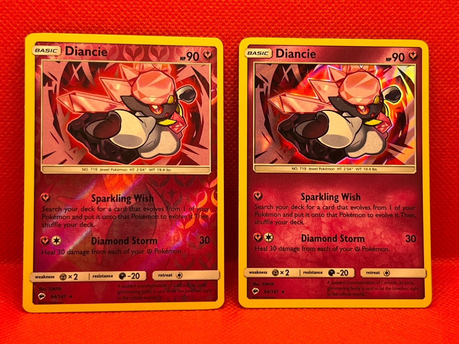 Pokémon Tcg Diancie 94/147 Sm-Burning Shadows Reverse & Holo