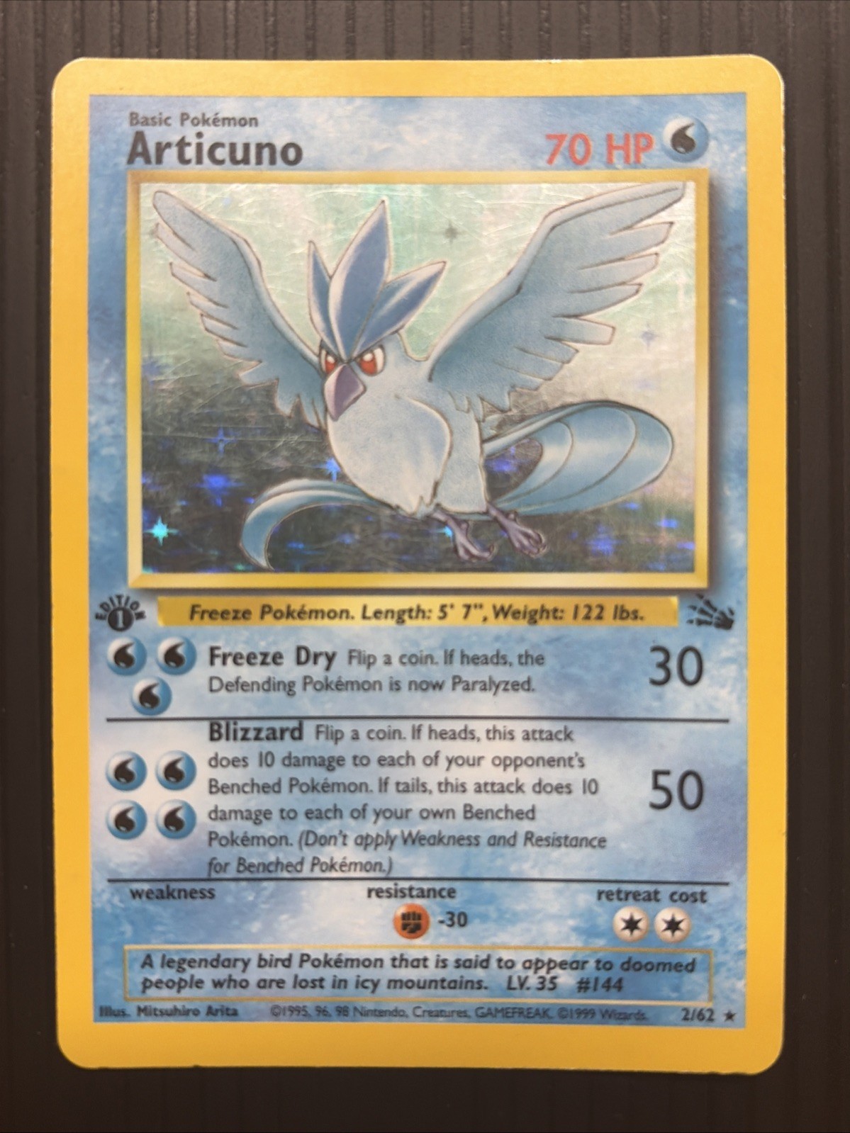 Articuno 2/62 1st Edition Fossil Set Holo Rare Pokemon Card MP/HP