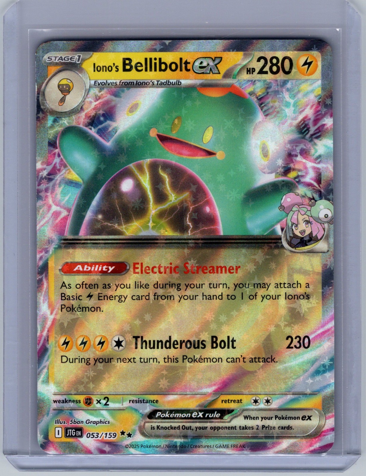 Iono’s Bellibolt ex Holo Double Rare SV09: Journey Together 053/159 NM