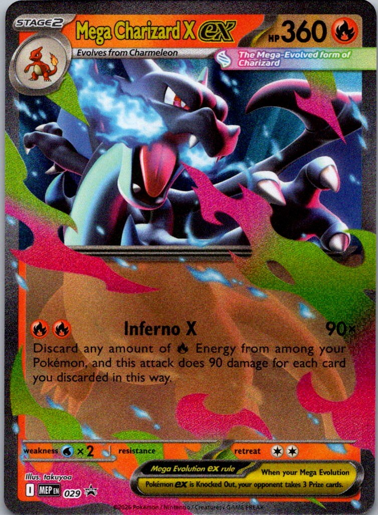 Mega Charizard X ex 029 Holo Promo ME: Mega Evolution Promo Pokemon Near Mint