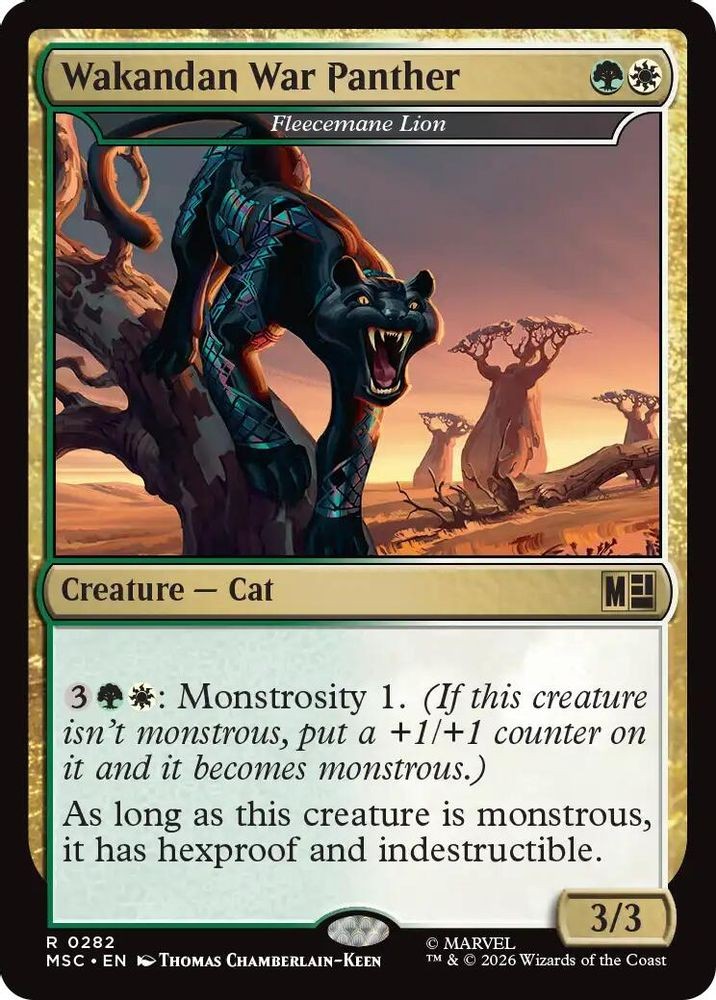 Wakandan War Panther – Fleecemane Lion 282 NM/M Commander: Marvel MTG