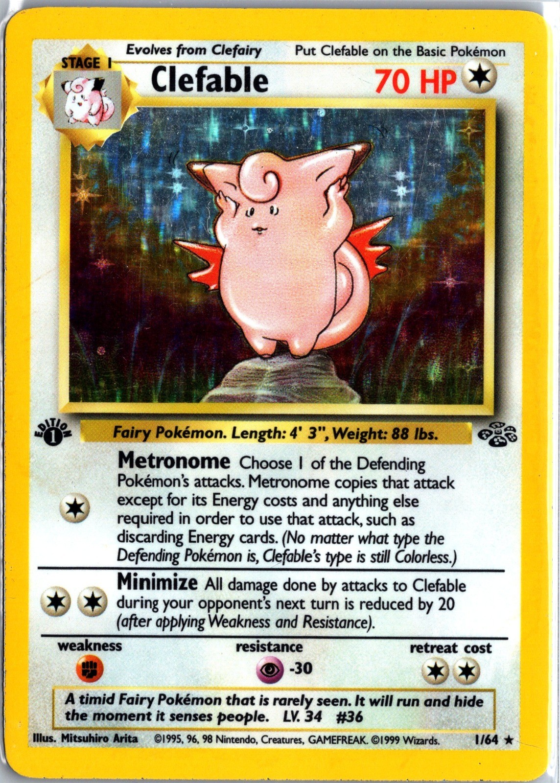 Clefable (1) 1st Edition Holo Holo Rare Jungle 01/64 MP