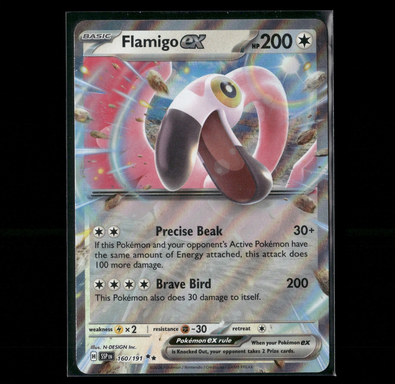 Flamigo ex Double Rare Holo 160/191 SV08: Surging Sparks 2024 NM N-DESIGN Inc