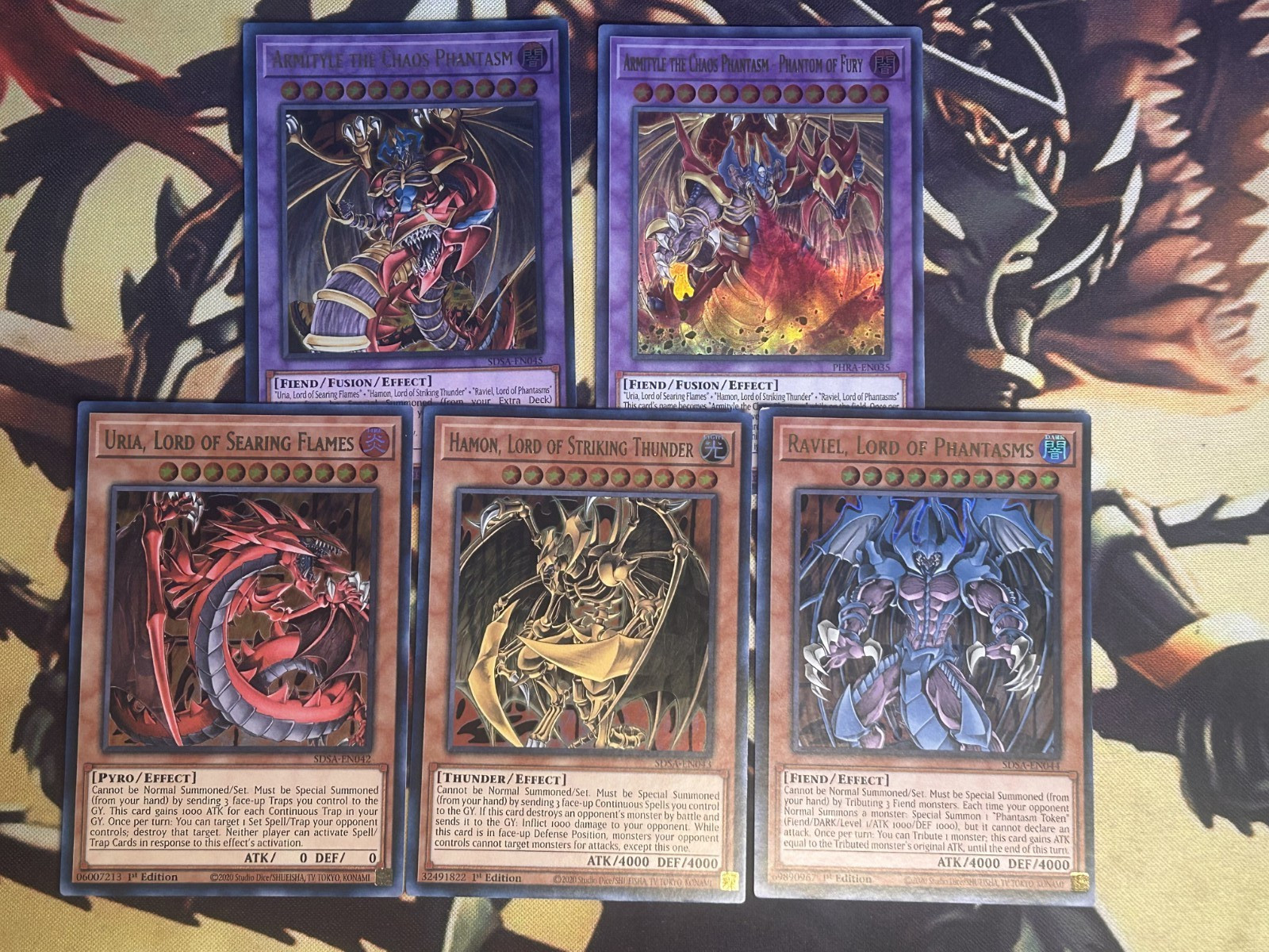 Yugioh: Sacred Beasts – Uria Hamon Raviel 5 Card Armityle Fusion Set NM
