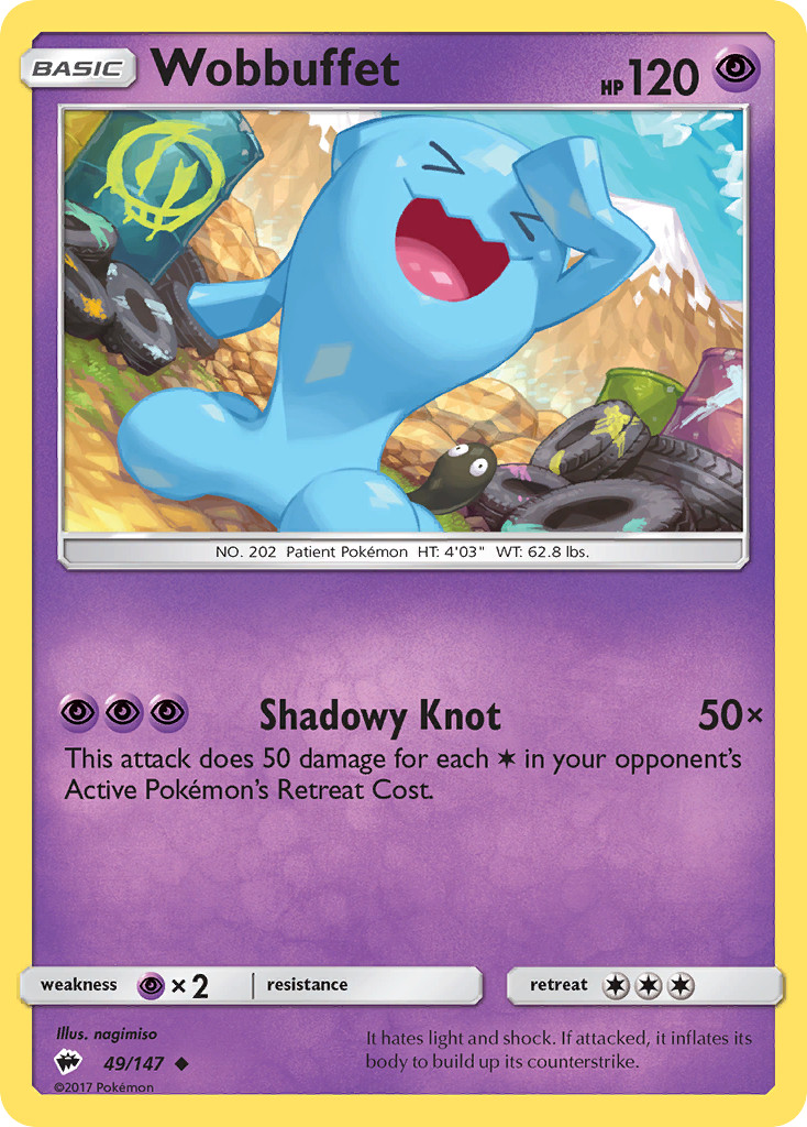 WOBBUFFET 49/147 UNCOMMON BURNING SHADOWS REVERSE HOLO NM/M POKEMON